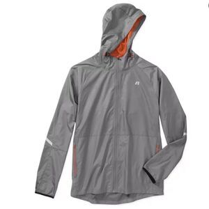 Russell Woven Track Jacket Grey Orange Lightweight S Running Workout Active